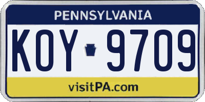 PA license plate KOY9709