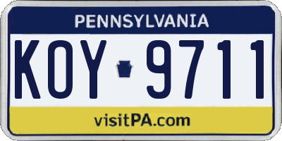 PA license plate KOY9711