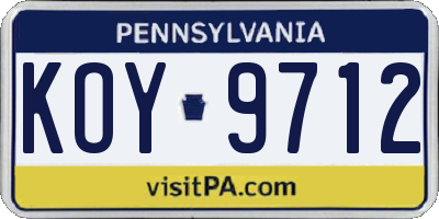 PA license plate KOY9712