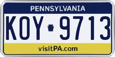 PA license plate KOY9713