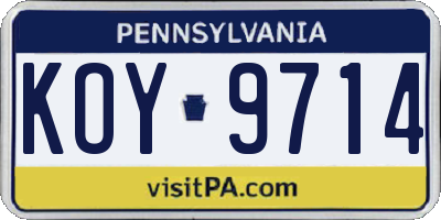 PA license plate KOY9714