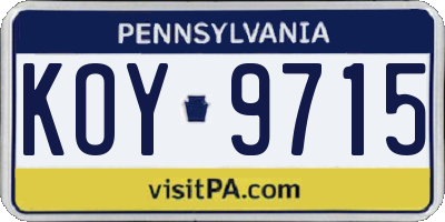 PA license plate KOY9715