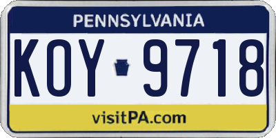 PA license plate KOY9718