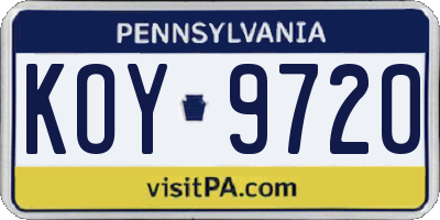 PA license plate KOY9720