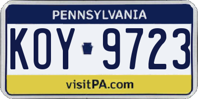 PA license plate KOY9723