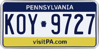 PA license plate KOY9727