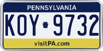 PA license plate KOY9732