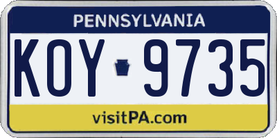 PA license plate KOY9735