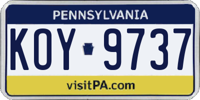 PA license plate KOY9737