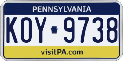 PA license plate KOY9738
