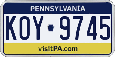 PA license plate KOY9745