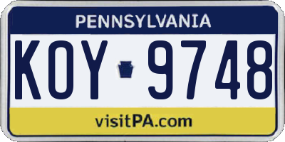 PA license plate KOY9748