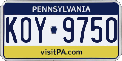 PA license plate KOY9750