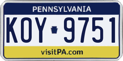 PA license plate KOY9751