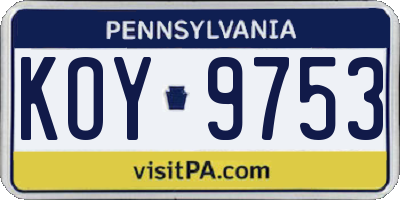 PA license plate KOY9753