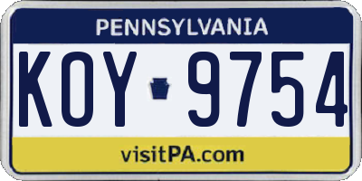 PA license plate KOY9754