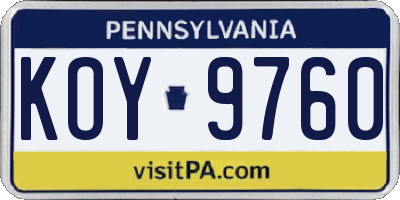 PA license plate KOY9760