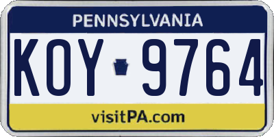PA license plate KOY9764