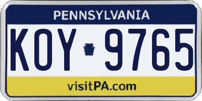 PA license plate KOY9765