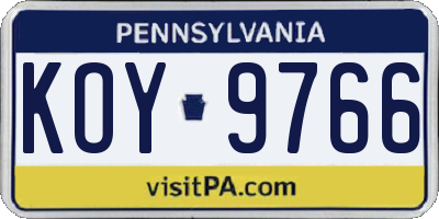 PA license plate KOY9766