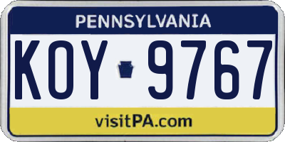 PA license plate KOY9767