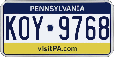 PA license plate KOY9768