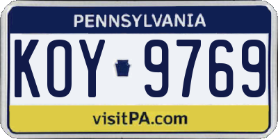 PA license plate KOY9769