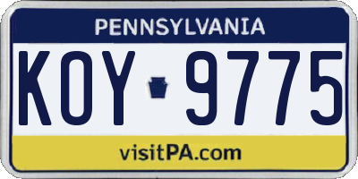 PA license plate KOY9775