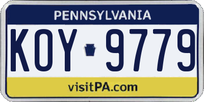 PA license plate KOY9779