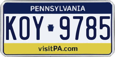 PA license plate KOY9785