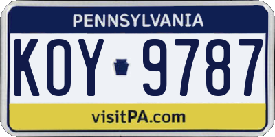 PA license plate KOY9787