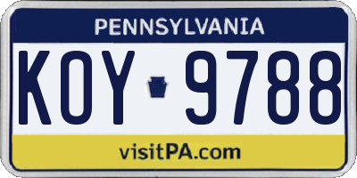 PA license plate KOY9788