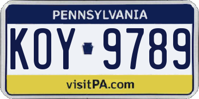 PA license plate KOY9789