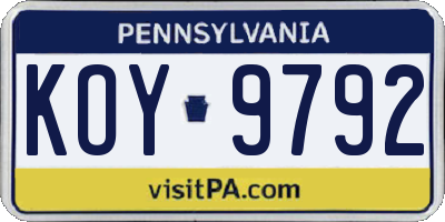 PA license plate KOY9792