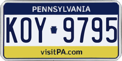 PA license plate KOY9795