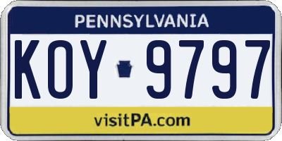 PA license plate KOY9797