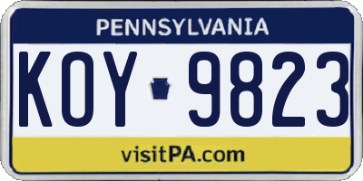 PA license plate KOY9823