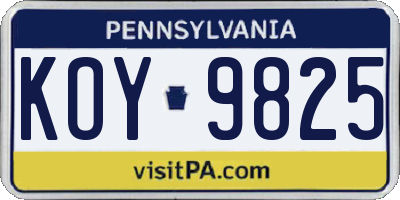 PA license plate KOY9825