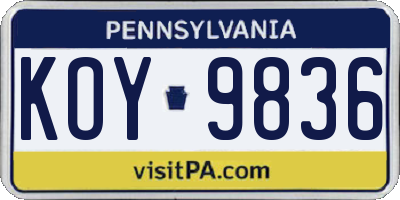PA license plate KOY9836