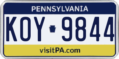 PA license plate KOY9844