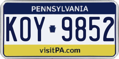 PA license plate KOY9852