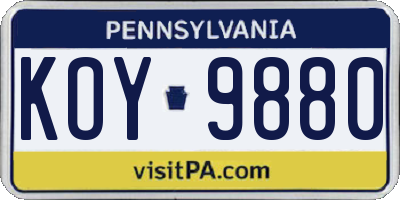 PA license plate KOY9880