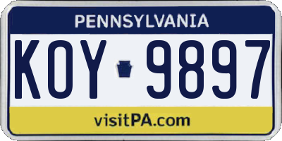 PA license plate KOY9897