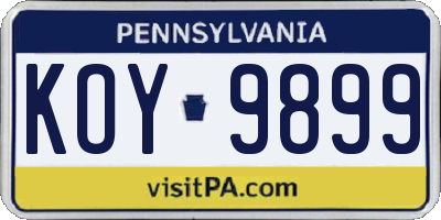 PA license plate KOY9899