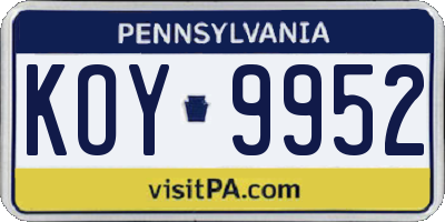 PA license plate KOY9952