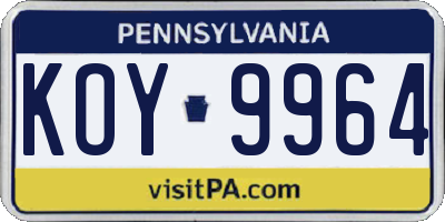 PA license plate KOY9964