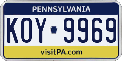 PA license plate KOY9969