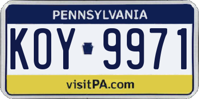 PA license plate KOY9971