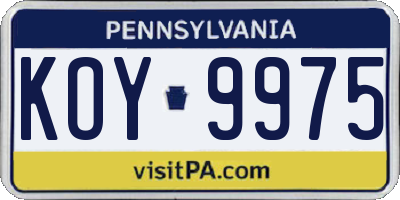 PA license plate KOY9975