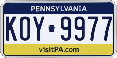 PA license plate KOY9977